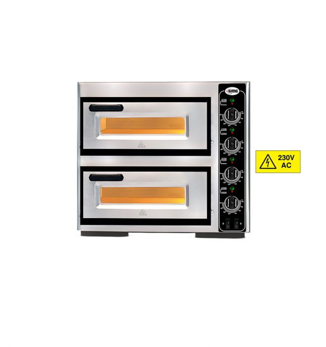 Elektrischer Pizzaofen PF4040-DE4, 1+1 Backkammern, 39cm, 3.4 kW, 230V - Edelstahl - Gastrohot